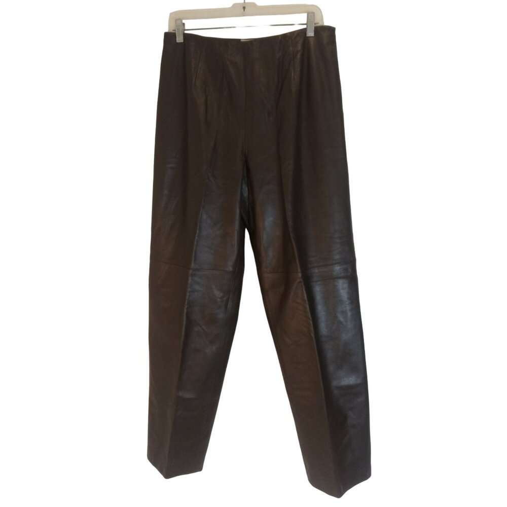Talbots Rich Brown Leather Flare Pants
